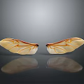 Amber Colored Symmetric Wings With Intricate Texture And Reflection On Black Background