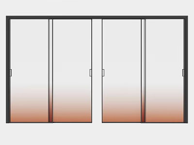 Modern Sliding Doors With Black Frame And Gradient Glass From Transparent To Brown 3d model