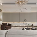 Modern Luxurious Duplex Living Room With Chandeliers Plants And Large Windows