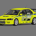 Yellow Sports Sedan With Body Decals Rear Spoiler And Sporty Exterior Design