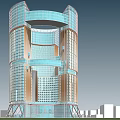 Modern Office Building With Curved Glass Facade In Urban City Center And Unique Architectural Structure