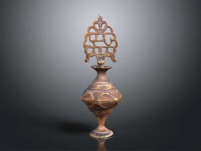 Antique Brass Furniture Decorative Vase With Intricate Openwork Top And Carved Patterns 3d model
