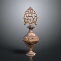 Antique Brass Furniture Decorative Vase With Intricate Openwork Top And Carved Patterns