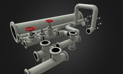 Modern piped pipe group water pipe 3d model