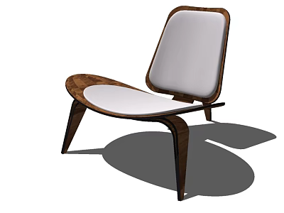 Modern Minimalist Leisure Chair With Wooden Frame White Cushioned Seat And Sleek Legs 3d model