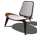 Modern Minimalist Leisure Chair With Wooden Frame White Cushioned Seat And Sleek Legs