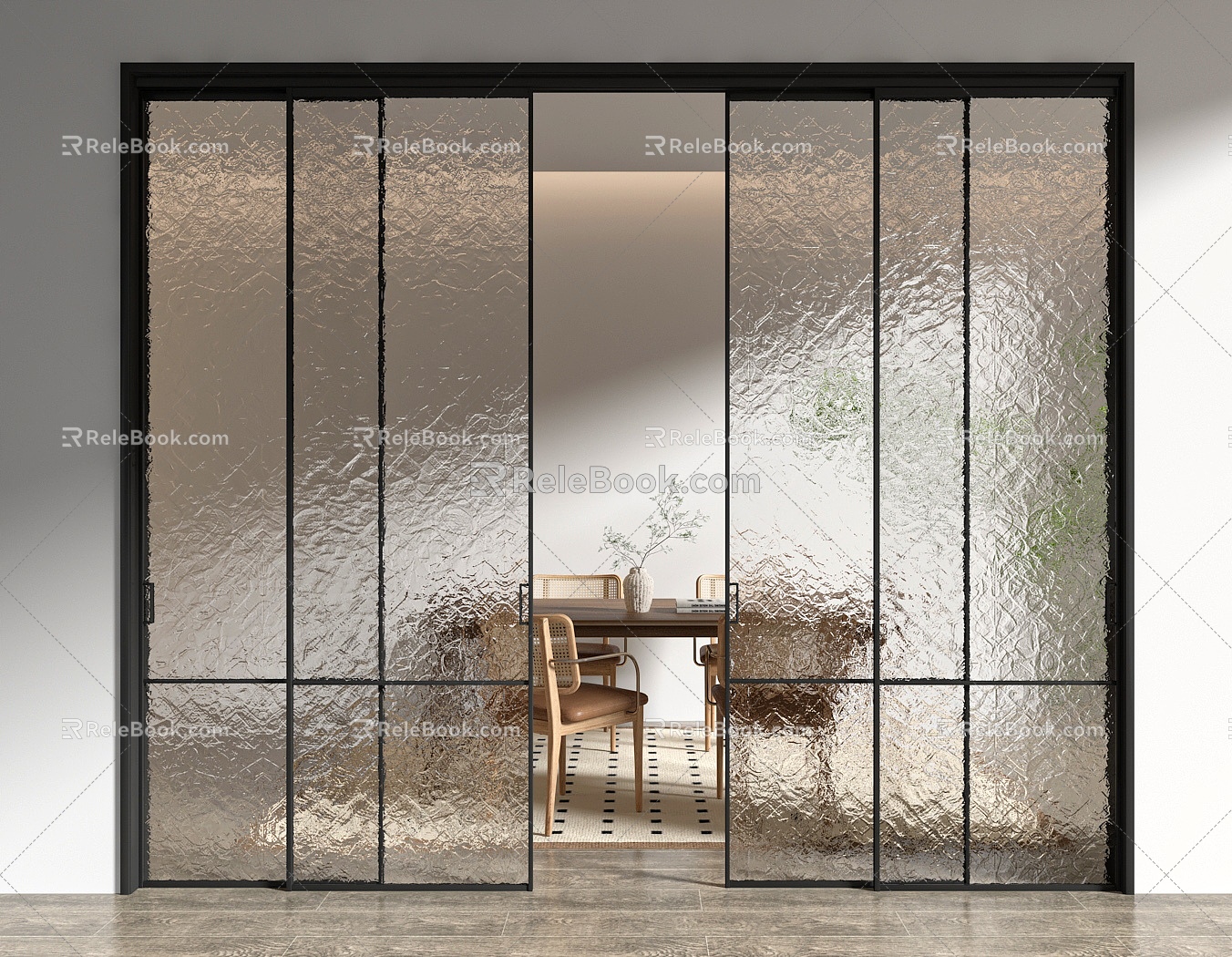 Textured glass sliding door 3d model