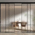 Textured glass sliding door 3d model