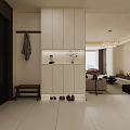 Modern Dining Living Room Interior With Dining Table Chairs Cabinets And Pendant Lights