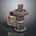Rusty Industrial Metal Pipe Fitting With Flange Bolts And Valve Component