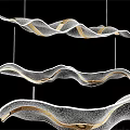 Modern Wave Shaped Chandelier With Silver Gold Mesh Finish For Interior Decor