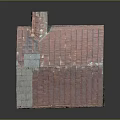 Old Wooden House Model With Red Metal Roof Worn Walls Mossy Exterior And Stone Base