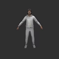 3D Game and Movie Character in Gray Hoodie and Sweatpants With Colorful Design and Glasses