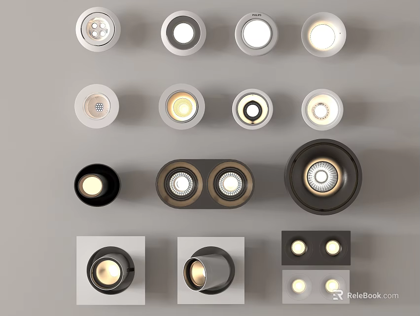 Modern Recessed Downlights And Spotlights With Various Styles And Colors For Home Lighting 3d model 