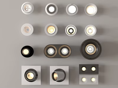 Modern Recessed Downlights And Spotlights With Various Styles And Colors For Home Lighting 3d model