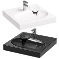 White And Black Square Countertop Washbasin With Modern Design