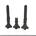 Three Black Metal Architectural Supports Featuring Intricate Carved Patterns