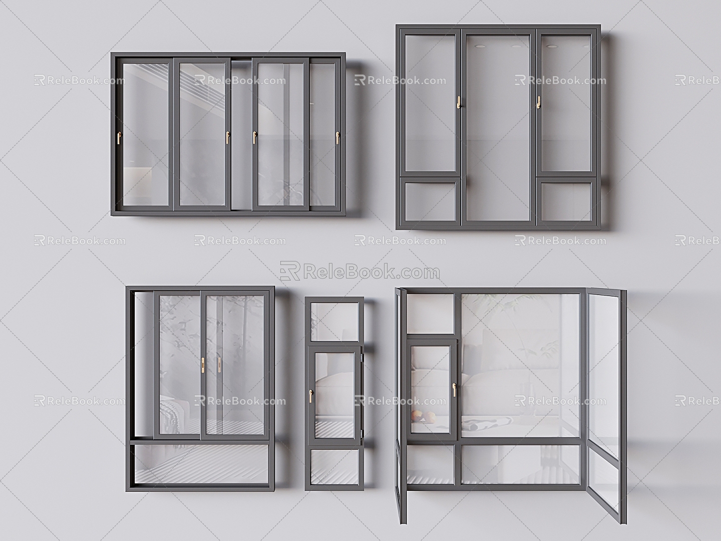 Window casement window sliding window broken bridge aluminum glass single window bay window 3d model