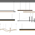 Modern Hanging Lighting Combination With Linear Geometric And Curved Design Elements 3d model