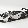 White And Black Supercar With Sporty Design Large Rear Wing And Streamlined Exterior