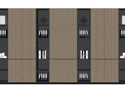 Modern Wooden Bookcase With Multiple Compartments For Files And Books Storage 3d model