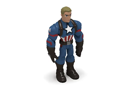 Captain America Superhero Action Figure In Blue Uniform With White Star And Red Stripes 3d model