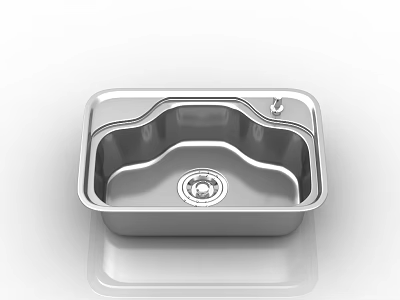 Stainless Steel Kitchen Sink Single Bowl Modern Design With Sleek Surface And Drain 3d model