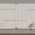 Modern Wardrobe Interior With Multiple Doors Drawers And Indoor Plants On Rug