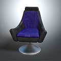 Modern Purple Cushion Black Armrest Leisure Chair with Silver Swivel Base