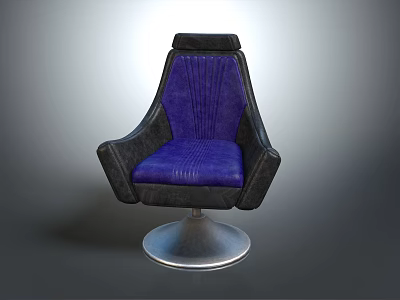 Modern Purple Cushion Black Armrest Leisure Chair with Silver Swivel Base 3d model