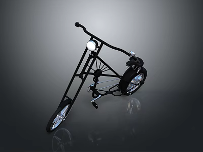 Black Custom Bicycle With Unique Frame Large Wheels And High Handlebars 3d model