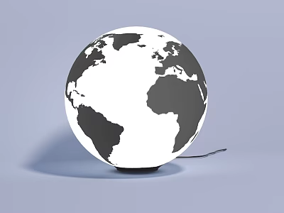 Globe Shaped Table Lamp Featuring White Black Earth Map Design For Home Decor 3d model