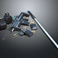 Tactical Weapon Set Including Rifle Grenades Bullets Magazines And Knife