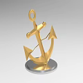 Golden Anchor Shaped Decorative Ornament Set With Silver Base For Home Decoration