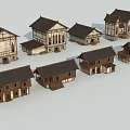 Traditional Thatched Houses With Various Wooden Structures And Architectural Designs
