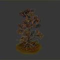 Decorative Model Tree with Brown Trunk Orange Leaves and Yellow Ground Base