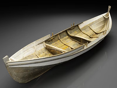 Vintage Old Wooden Rowing Boat With Weathered Wood Finish Traditional Design And Rustic Charm 3d model