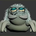 Cute Teal Fluffy Creature With Large Blue Eyes White Legs And Claws