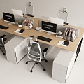 Simple office desk and chair combination 3d model