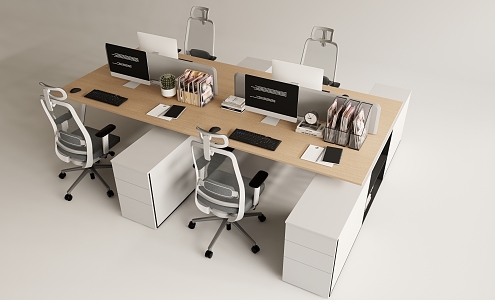 Simple office desk and chair combination 3d model