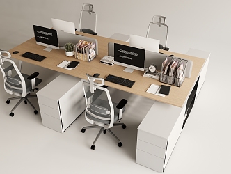 Simple office desk and chair combination 3d model