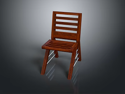 Simple Minimalist Wooden Single Chair With Slatted Backrest And Seat Design 3d model