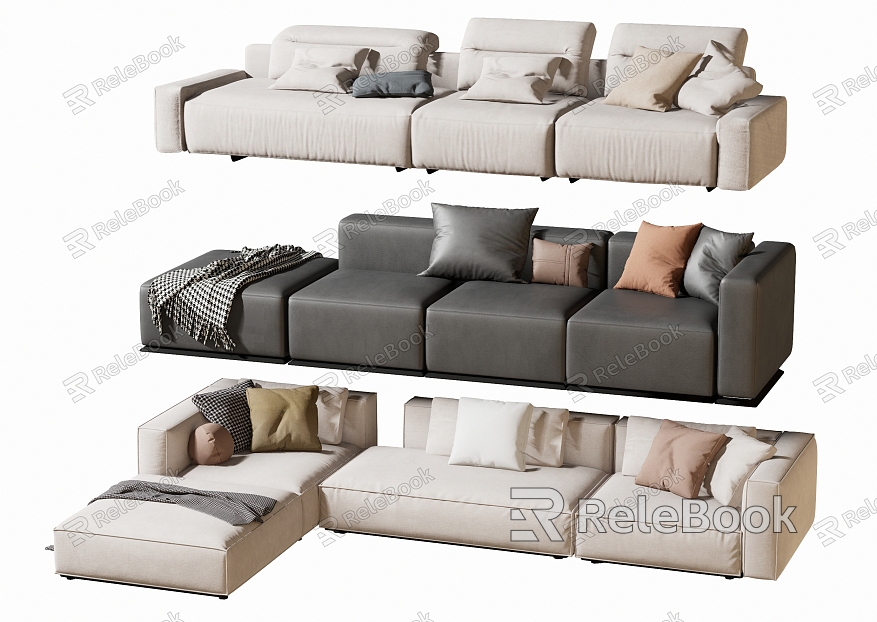 Modern double sofa multiplayer sofa corner sofa model