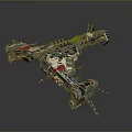 Detailed Sci Fi Spaceship Model With Mechanical Structure And Engine Parts