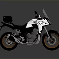 Stylish White Adventure Motorcycle With Black Seat Orange Wheels And Rear Box Design