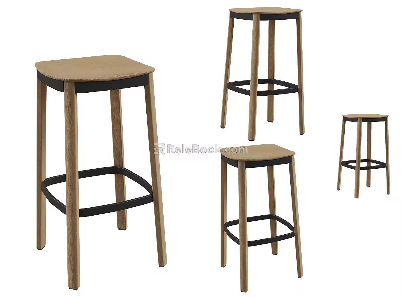 Nordic Solid Wood Bar Chair Bar Stool Front Desk Backrest High Stool Bar Stool Solid Wood Iron Bar Stool High Stool Antique Bar Stool Bar Stool 3d model