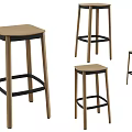 Nordic Solid Wood Bar Chair Bar Stool Front Desk Backrest High Stool Bar Stool Solid Wood Iron Bar Stool High Stool Antique Bar Stool Bar Stool 3d model
