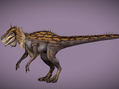 Detailed Frilled Dinosaur With Spiked Back And Striped Body Skin 3d model