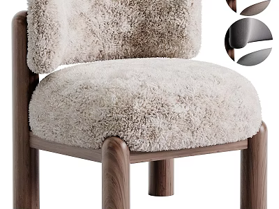 Cozy Plush Upholstered Accent Chair With Wooden Frame And Cylindrical Legs 3d model