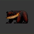 Detailed Carved Bear Sculpture Holding Orange Fish With Red Textured Fur